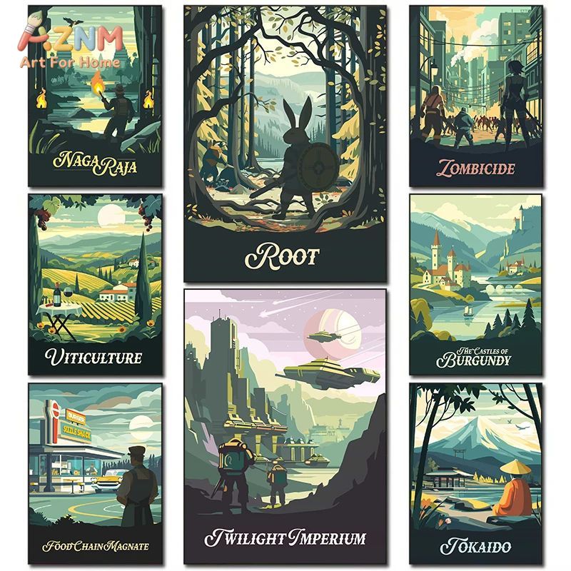 Board Game Print - AZNM Retro Bordspel Kunst Canvas Poster